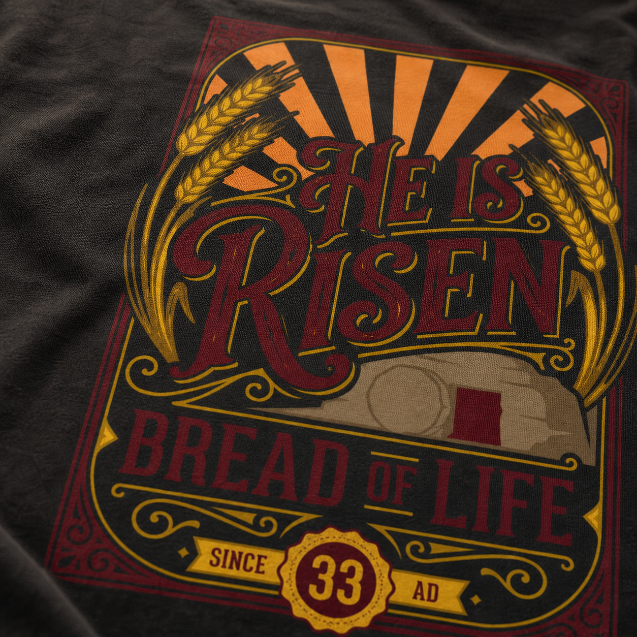 He Is Risen Bread of Life T-Shirt_macro_detail