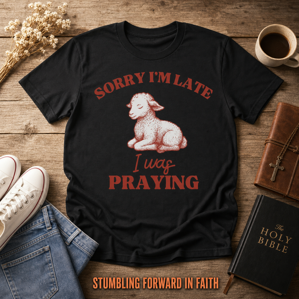 Sorry I'm Late I Was Praying T-Shirt_style_flat