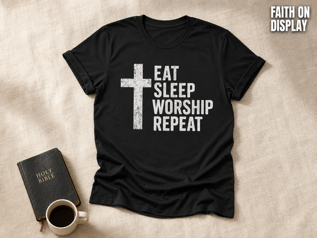 Eat Sleep Worship Repeat T-Shirt_min_flat