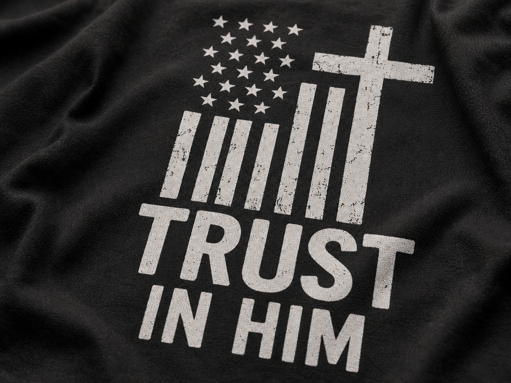 Trust In Him Cross Flag T-Shirt_macro_detail