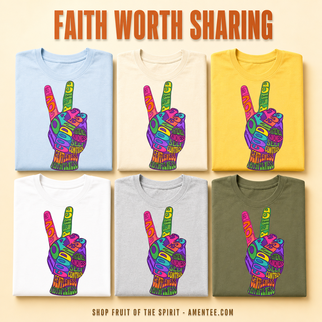 Fruit of the Spirit Peace Sign T-Shirt_6color_grid