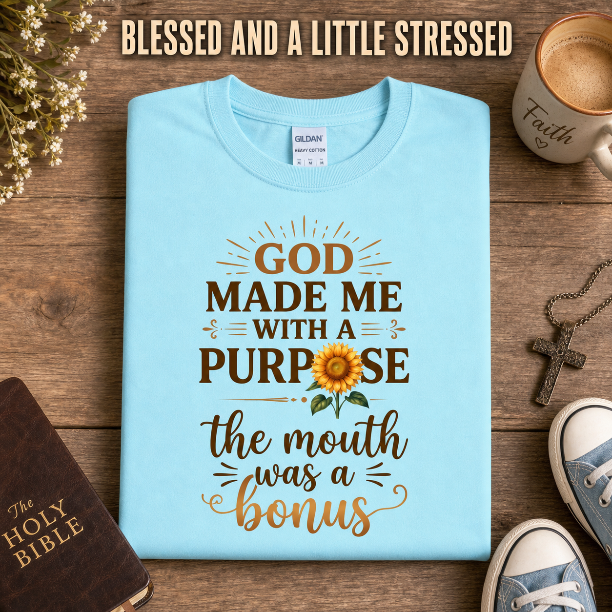 Purpose and Bonus Mouth T-Shirt_folded_flatlay