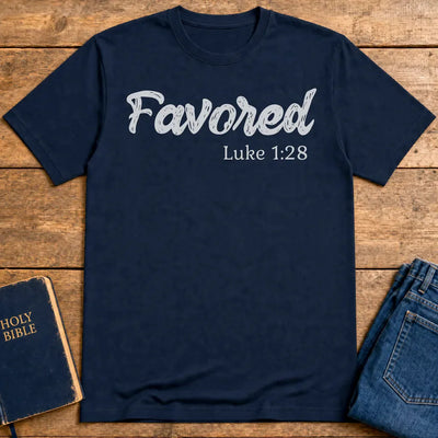 Favored Luke 1:28 T-Shirt - Navy