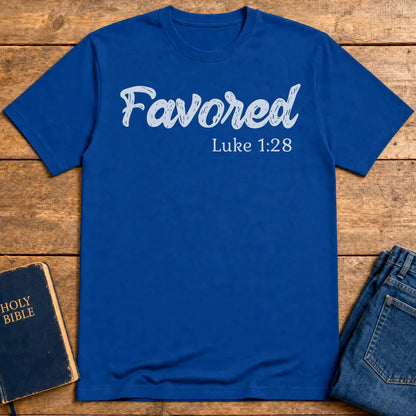 Favored Luke 1:28 T-Shirt - Royal