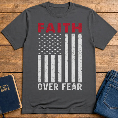 Faith Over Fear Flag T-Shirt - Charcoal