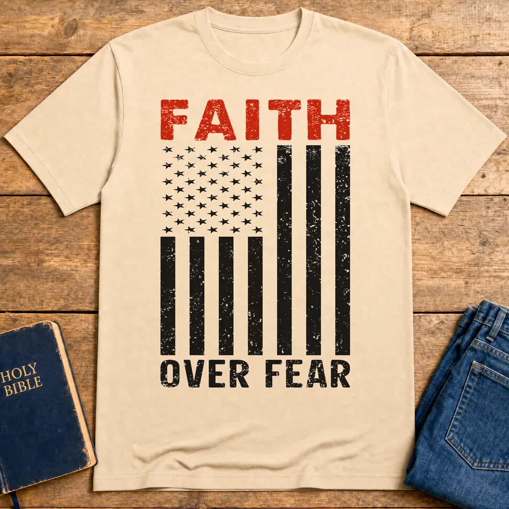 Faith Over Fear Flag T-Shirt - Natural