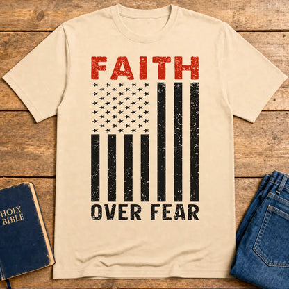 Faith Over Fear Flag T-Shirt - Natural
