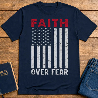 Faith Over Fear Flag T-Shirt - Navy