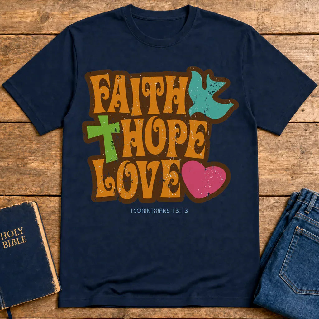 Faith Hope Love T-Shirt - Navy