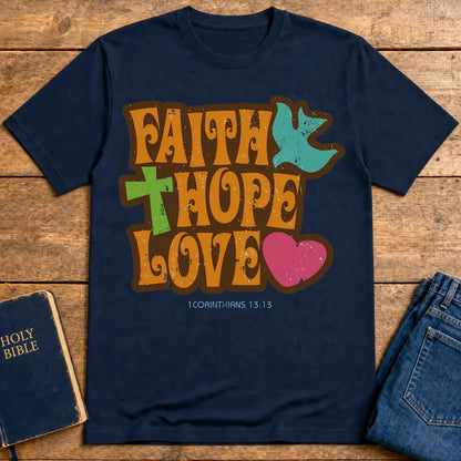 Faith Hope Love T-Shirt - Navy