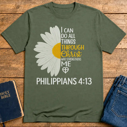 Strength in Christ Daisy T-Shirt - Military Green