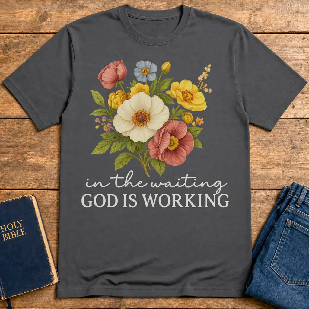 God Is Working Floral T-Shirt - Charcoal