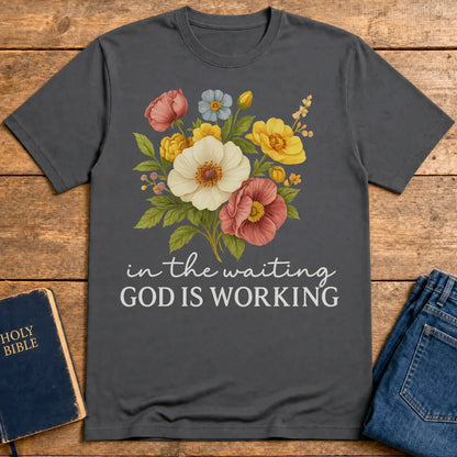 God Is Working Floral T-Shirt - Charcoal