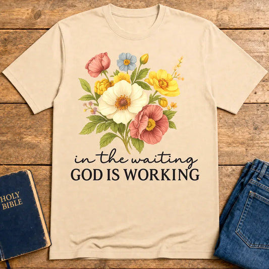 God Is Working Floral T-Shirt - Natural