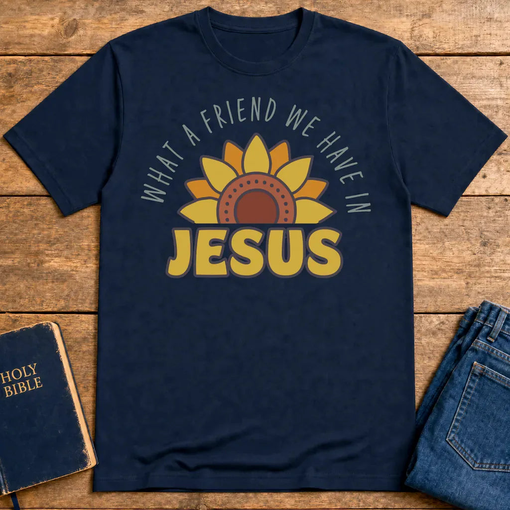 What a Friend in Jesus T-Shirt - Navy