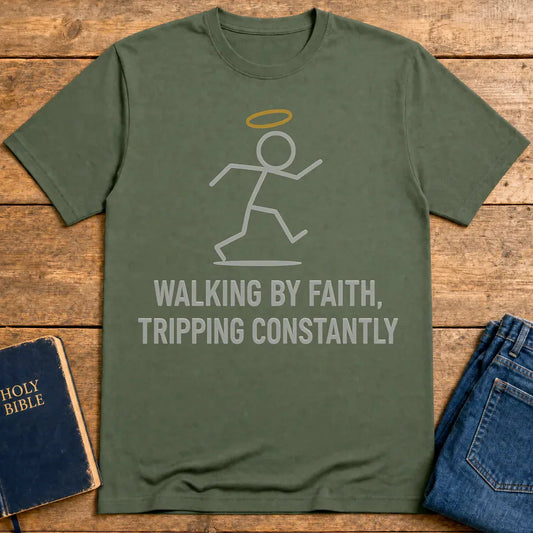 Walking by Faith T-Shirt - Military Green
