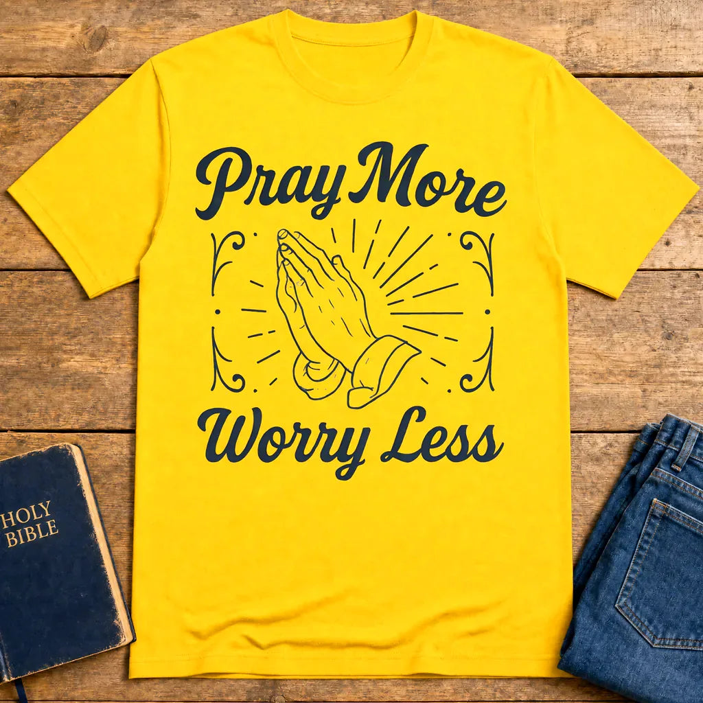 Pray More Worry Less T-Shirt - Daisy