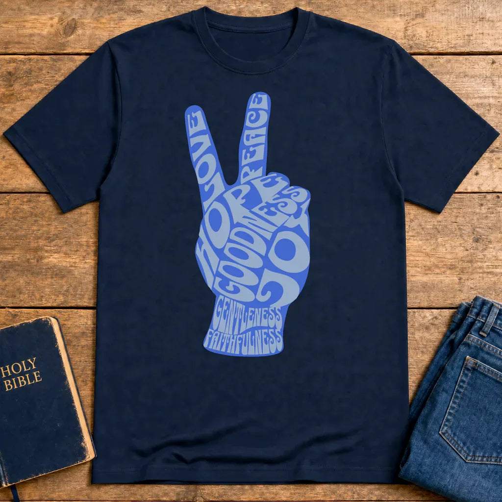 Fruit of the Spirit Peace Hand T-Shirt - Navy