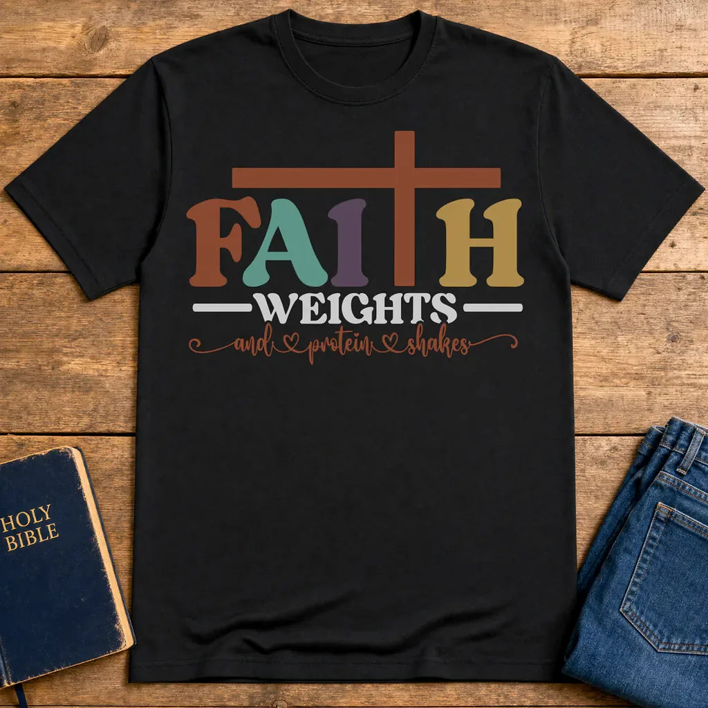 Faith and Protein Shakes T-Shirt - Black
