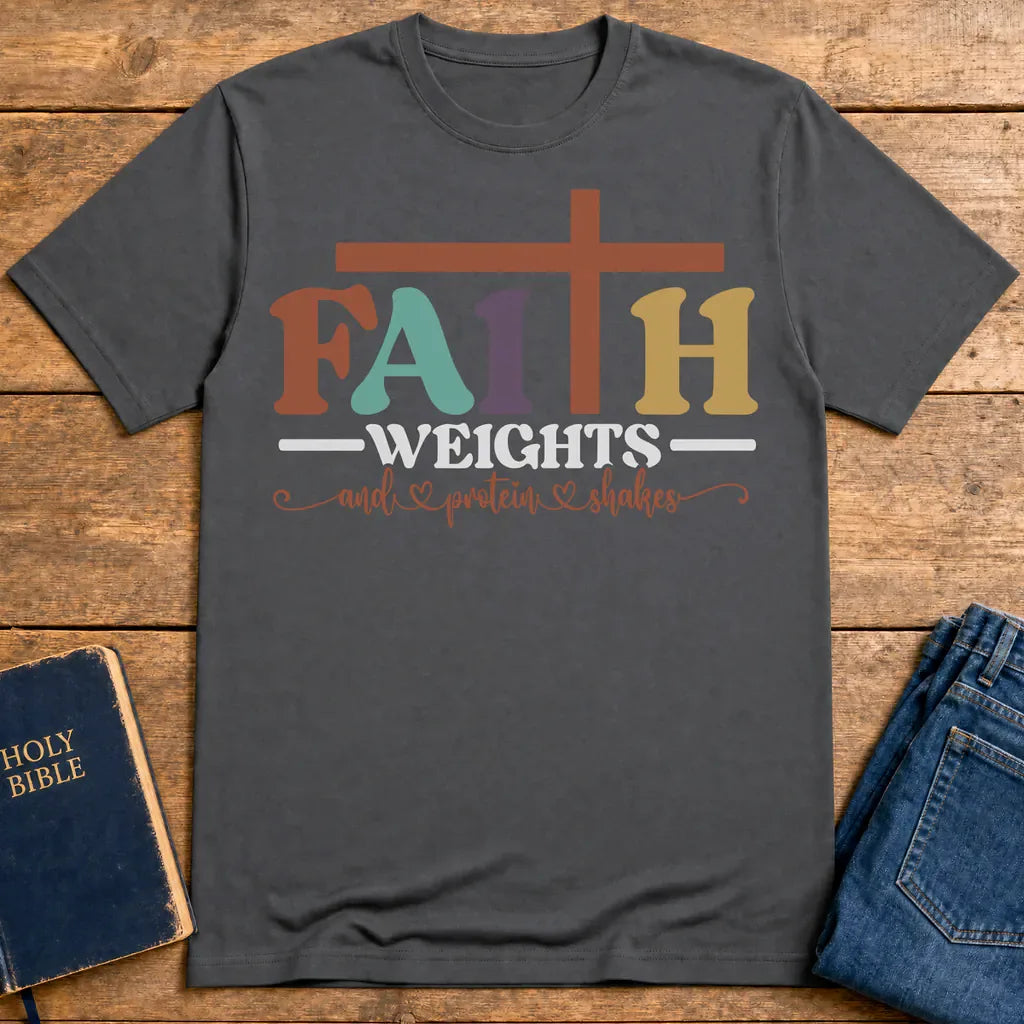 Faith and Protein Shakes T-Shirt - Charcoal