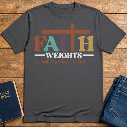 Faith and Protein Shakes T-Shirt - Charcoal