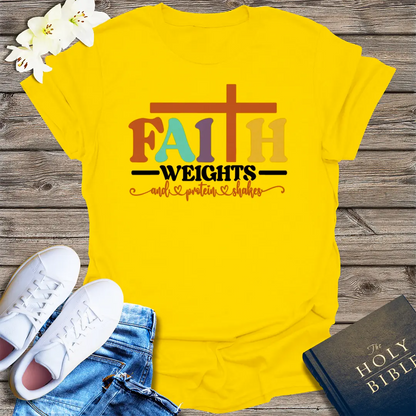 Faith and Protein Shakes T-Shirt - Daisy