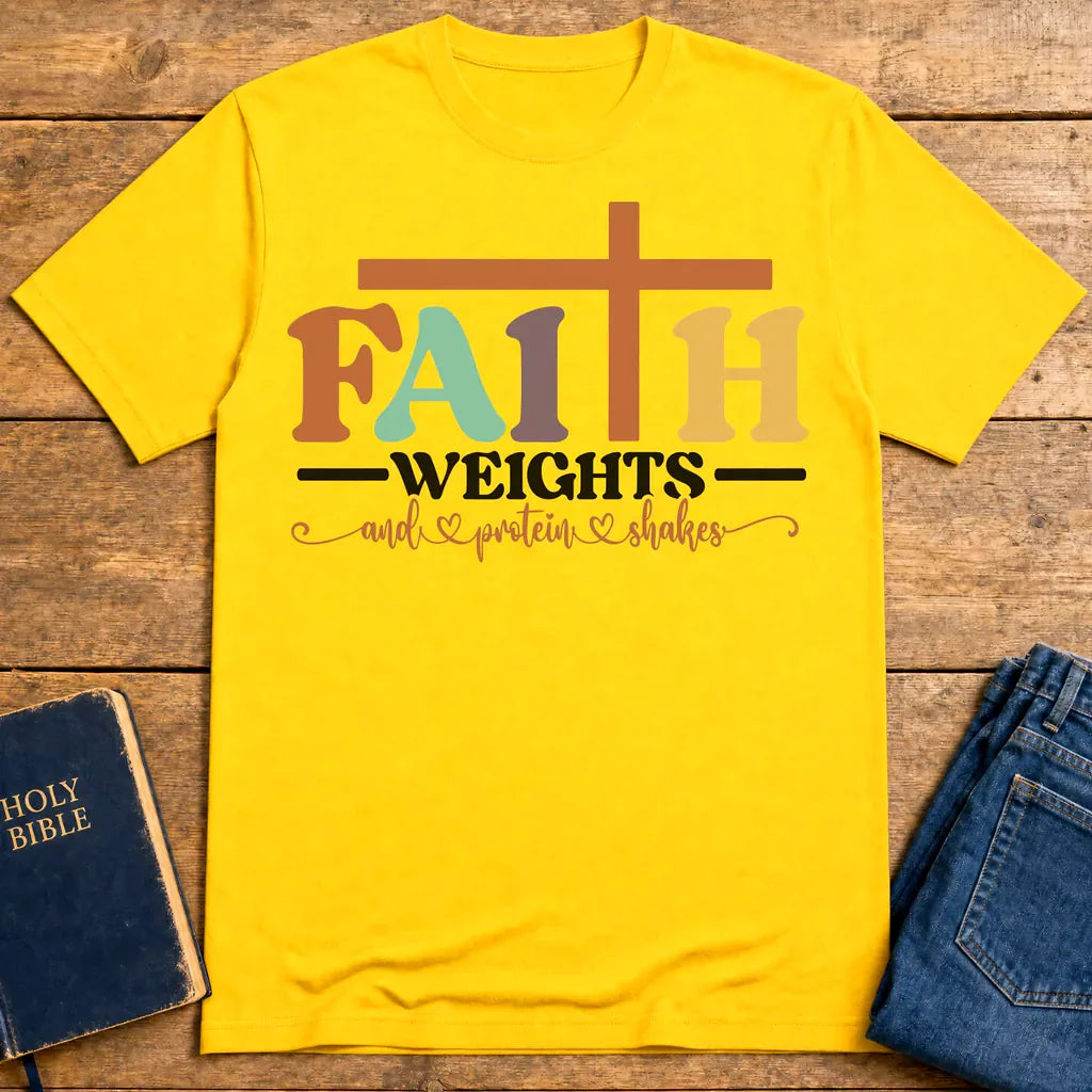 Faith and Protein Shakes T-Shirt - Daisy