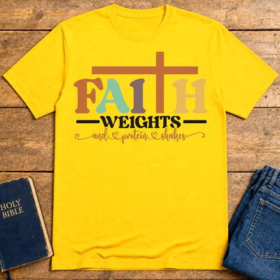 Faith and Protein Shakes T-Shirt - Daisy