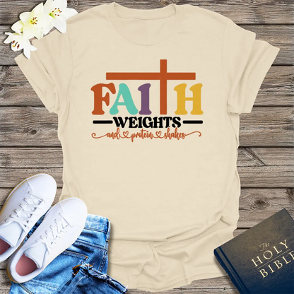 Faith and Protein Shakes T-Shirt - Natural