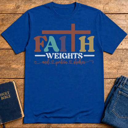 Faith and Protein Shakes T-Shirt - Royal