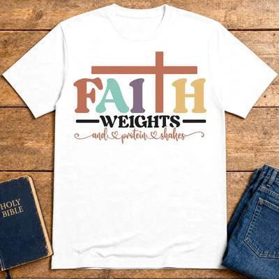 Faith and Protein Shakes T-Shirt - White