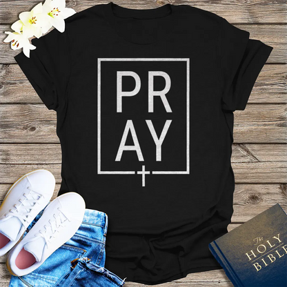 Bold PRAY Statement T-Shirt - Black