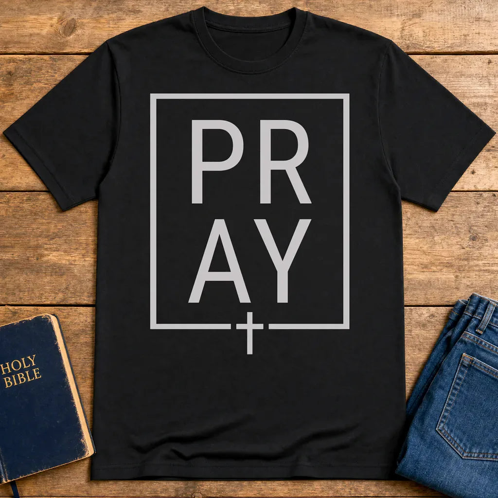Bold PRAY Statement T-Shirt - Black