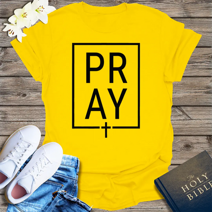 Bold PRAY Statement T-Shirt - Daisy