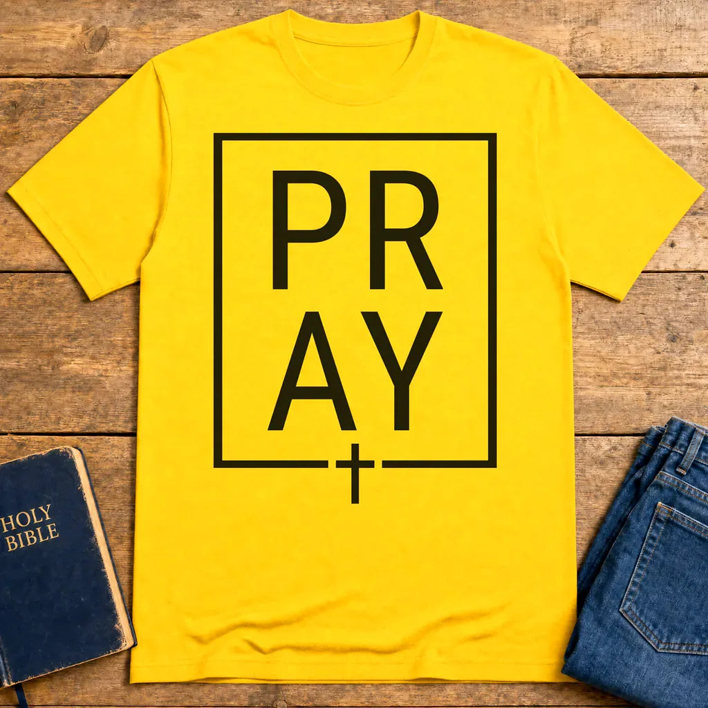 Bold PRAY Statement T-Shirt - Daisy