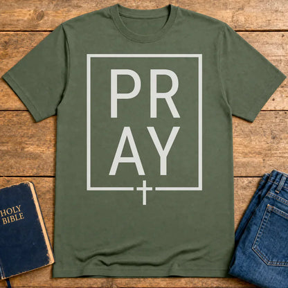 Bold PRAY Statement T-Shirt - Military Green