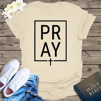 Bold PRAY Statement T-Shirt - Natural