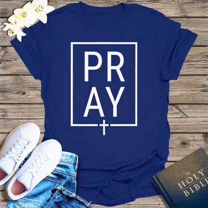 Bold PRAY Statement T-Shirt - Navy