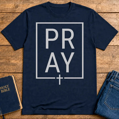 Bold PRAY Statement T-Shirt - Navy