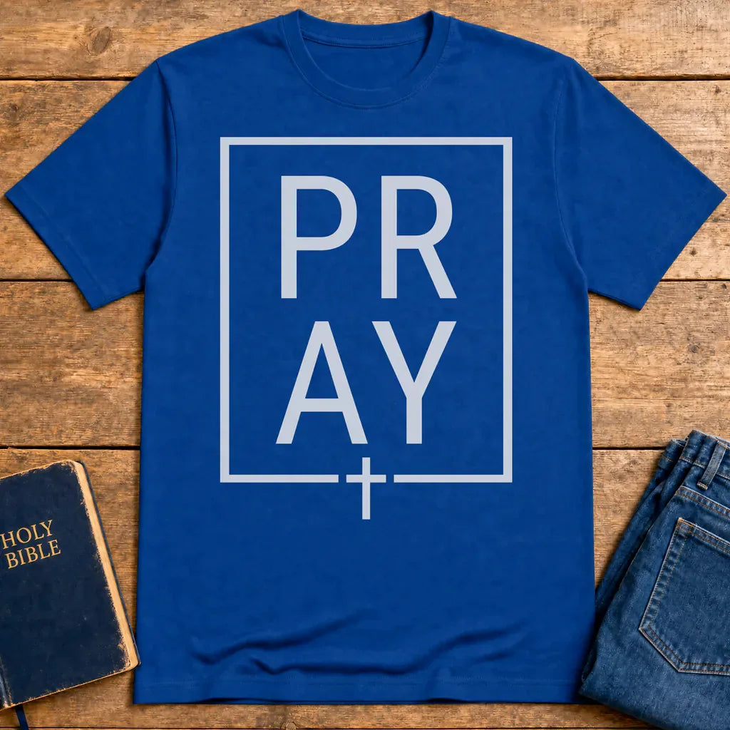 Bold PRAY Statement T-Shirt - Royal