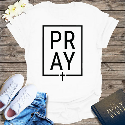 Bold PRAY Statement T-Shirt - White