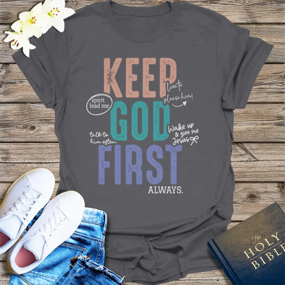 Keep God First T-Shirt - Charcoal