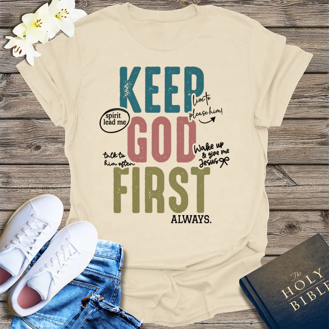 Keep God First T-Shirt - Natural