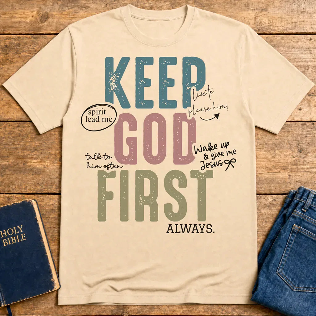 Keep God First T-Shirt - Natural