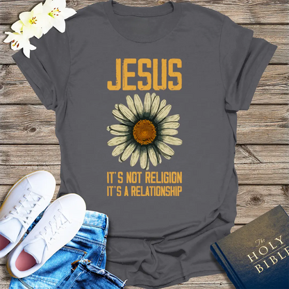 Jesus Relationship Daisy T-Shirt - Charcoal