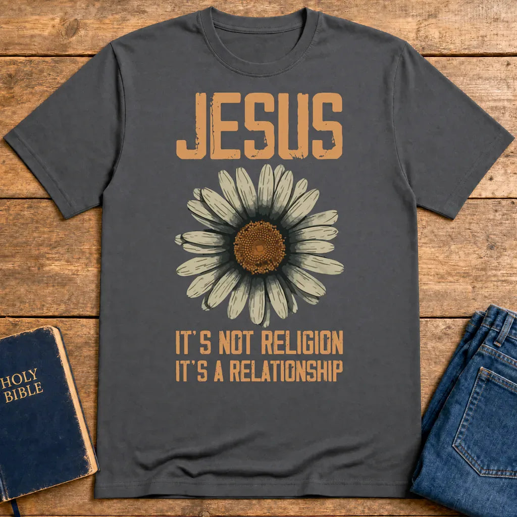 Jesus Relationship Daisy T-Shirt - Charcoal