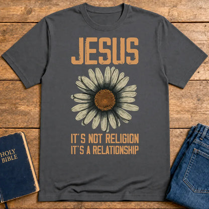 Jesus Relationship Daisy T-Shirt - Charcoal