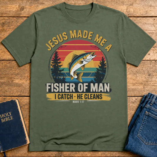 Fisher of Man T-Shirt - Military Green