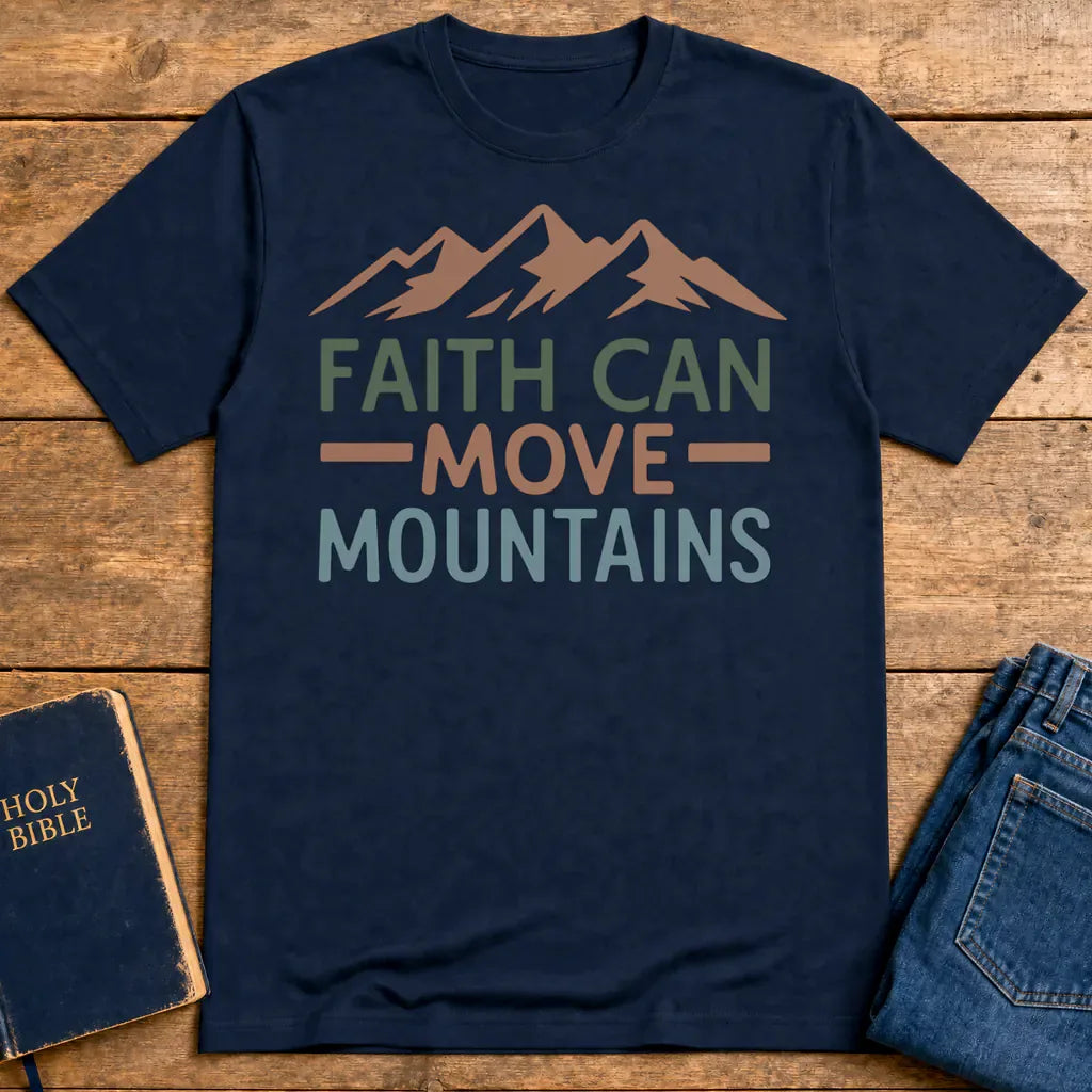 Faith Can Move Mountains T-Shirt - Navy