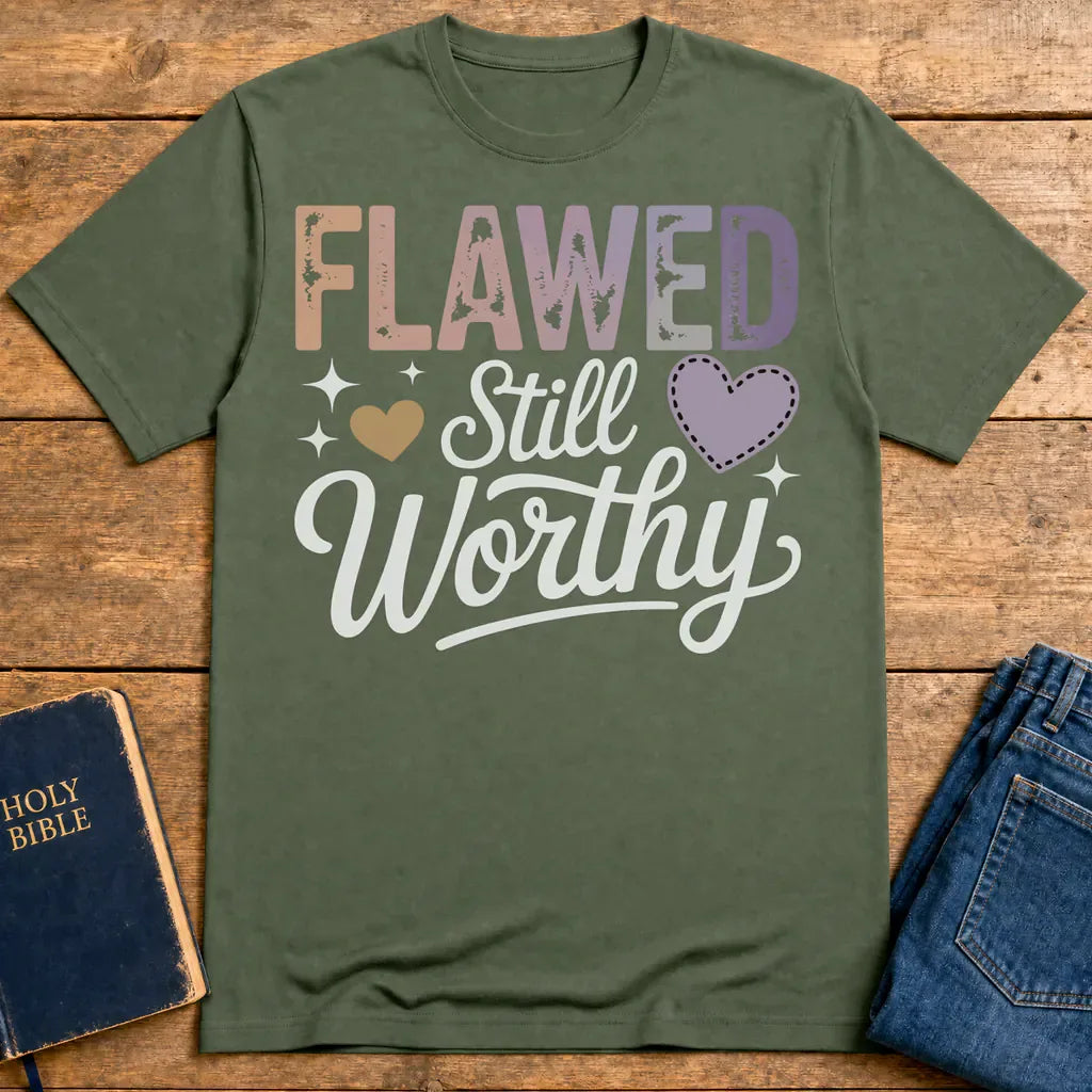 Flawed Still Worthy T-Shirt - Military Green